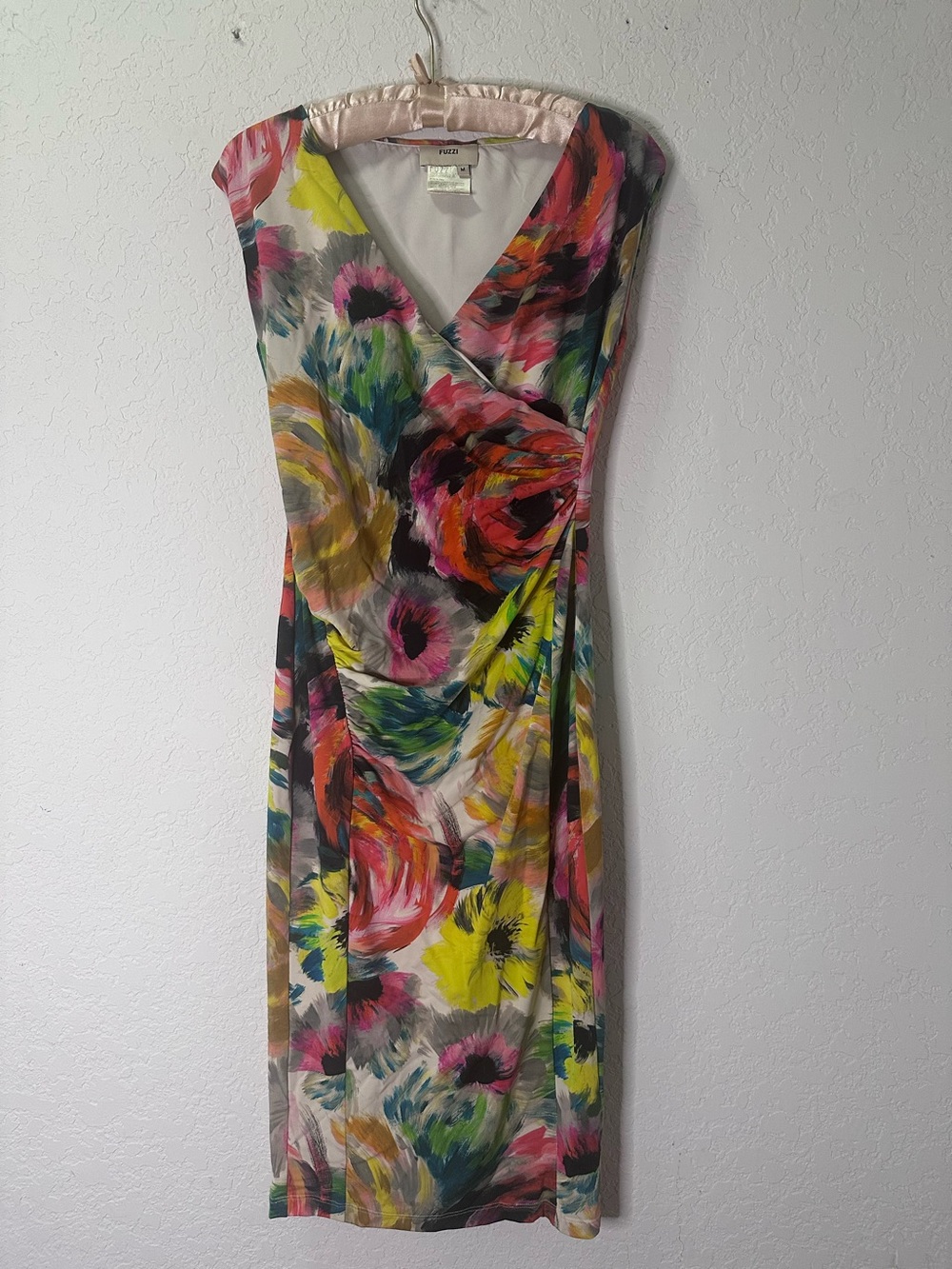 FUZZI Multicolor Floral Wrap-Style Midi Dress